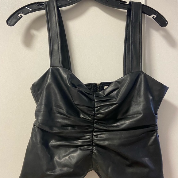 Black faux leather ALC top - Picture 2 of 4